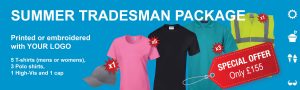 special offer tradesmans clothing package with printed logos for men or women at special price
