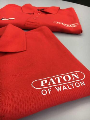 Red branded work polo shirts